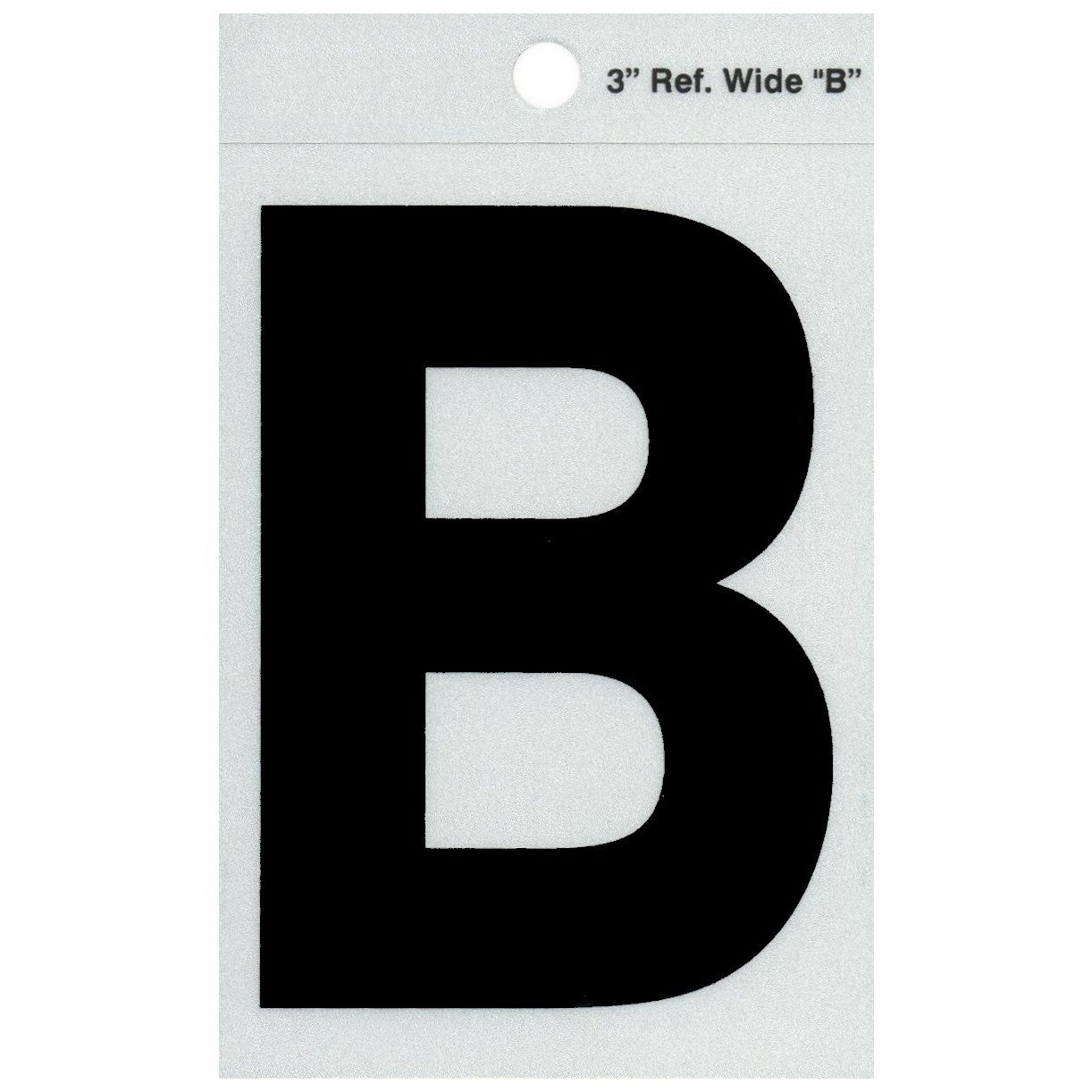 3" - B Straight Wide Black Reflective Letters