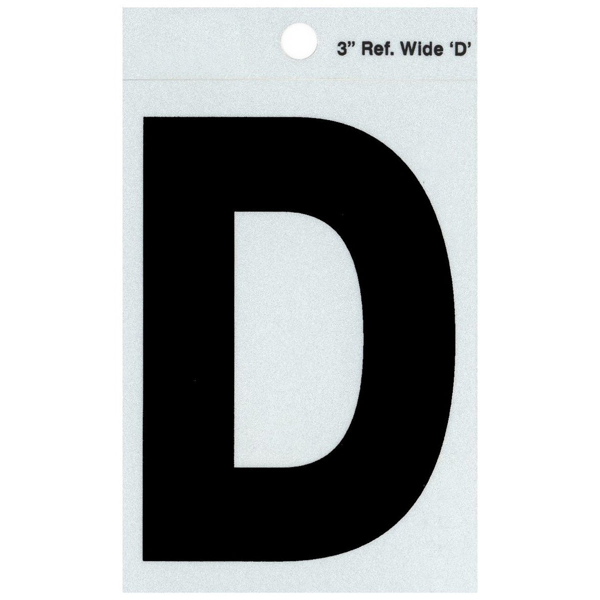 3" - D Straight Wide Black Reflective Letters