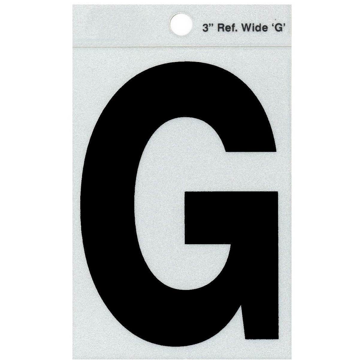 3" - G Straight Wide Black Reflective Letters