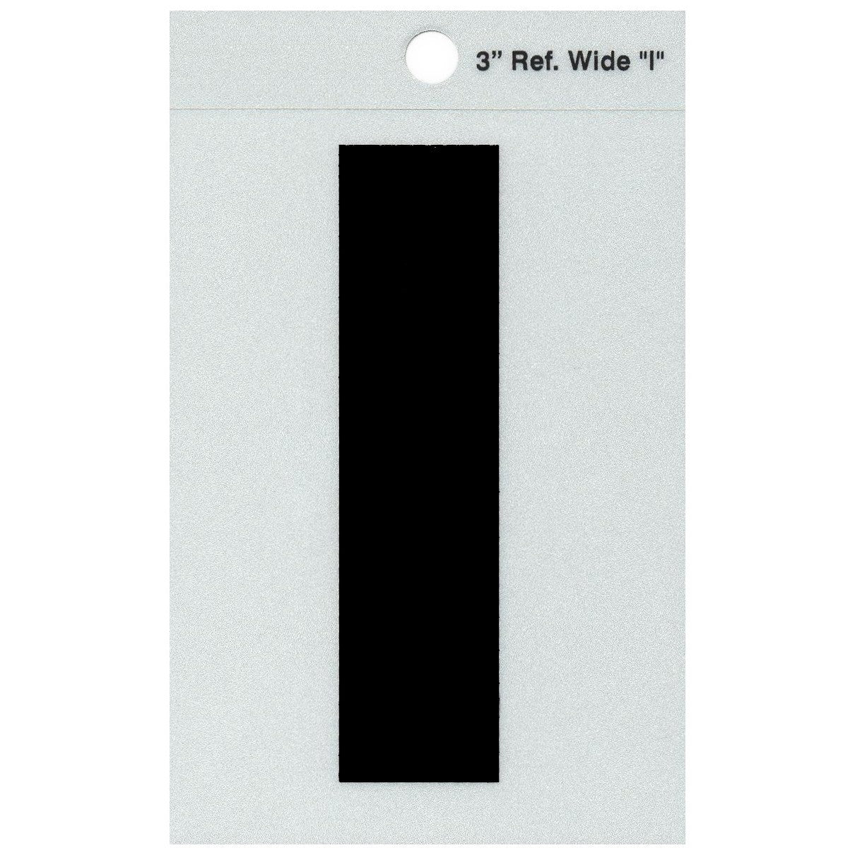 3" - I Straight Wide Black Reflective Letters
