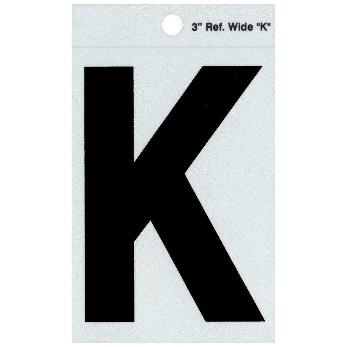 3" - K Straight Wide Black Reflective Letters
