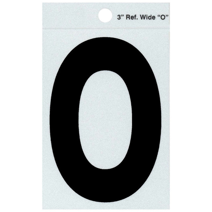 3" - O Straight Wide Black Reflective Letters
