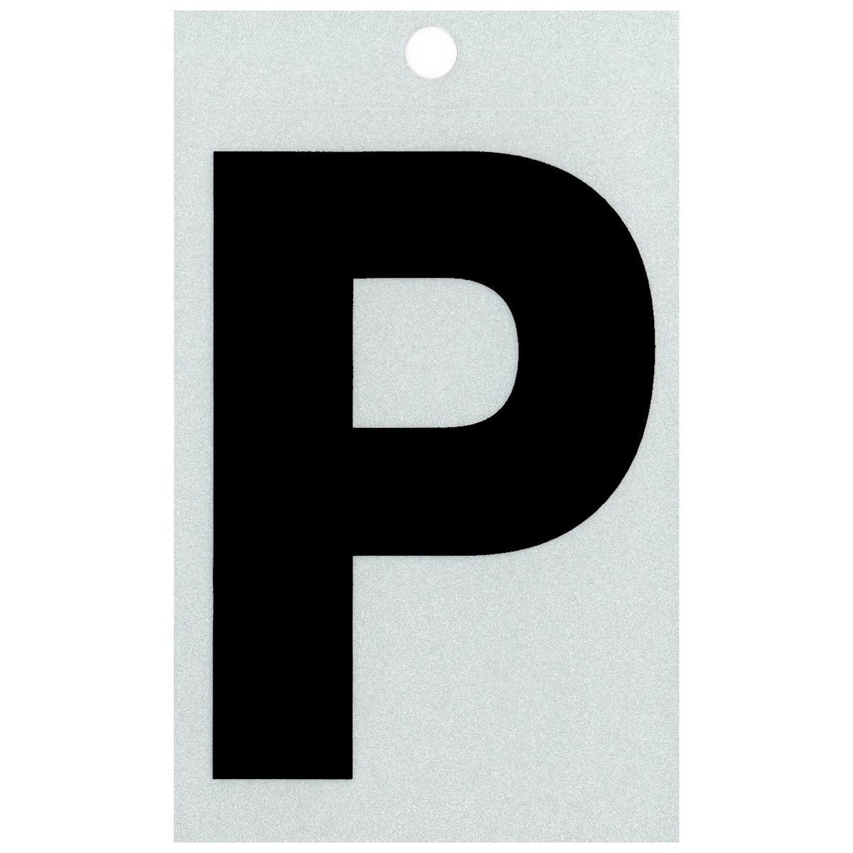 3" - P Straight Wide Black Reflective Letters