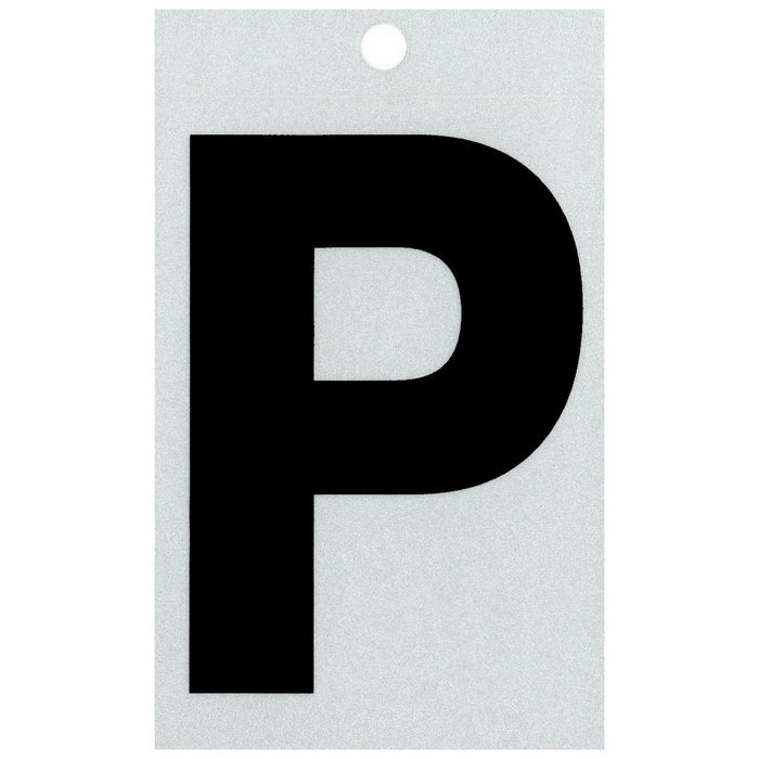 3" - P Straight Wide Black Reflective Letters