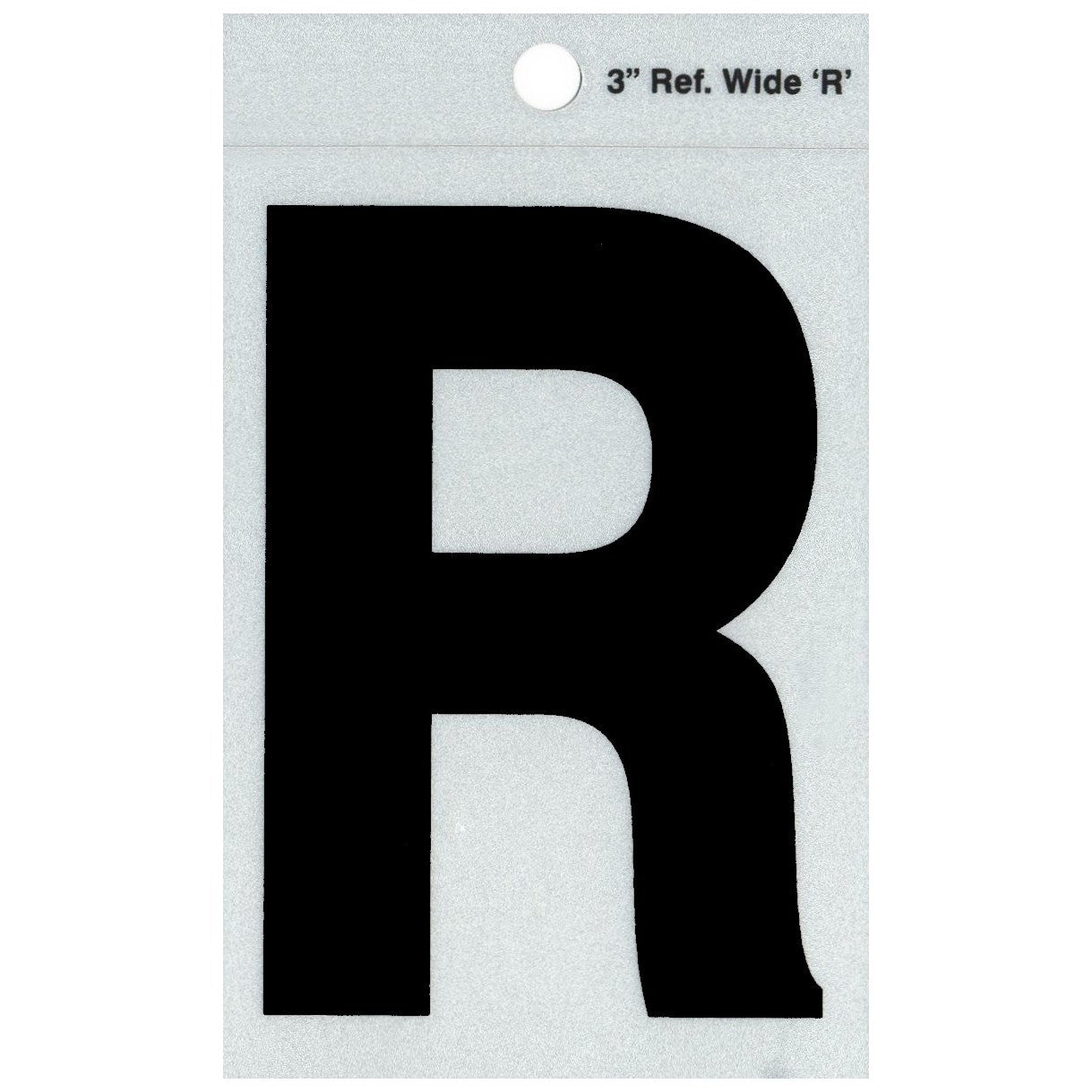3" - R Straight Wide Black Reflective Letters