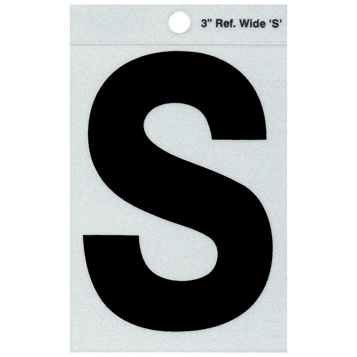 3" - S Straight Wide Black Reflective Letters
