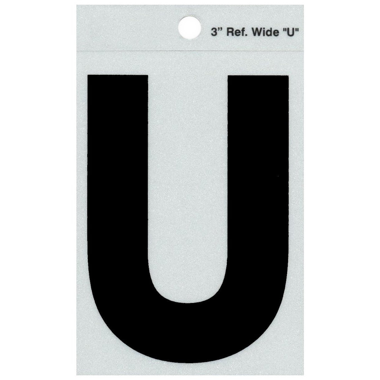 3" - U Straight Wide Black Reflective Letters