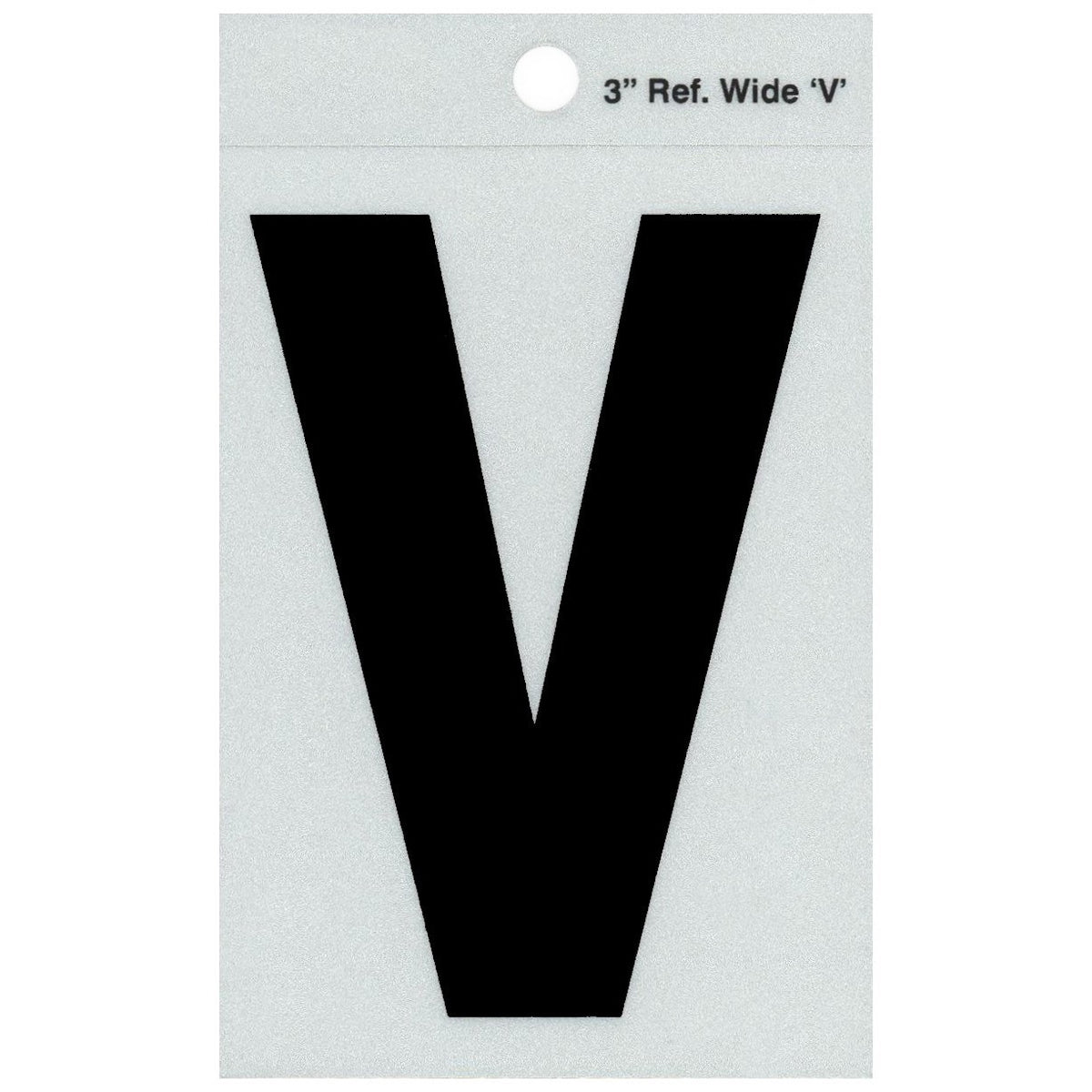 3" - V Straight Wide Black Reflective Letters