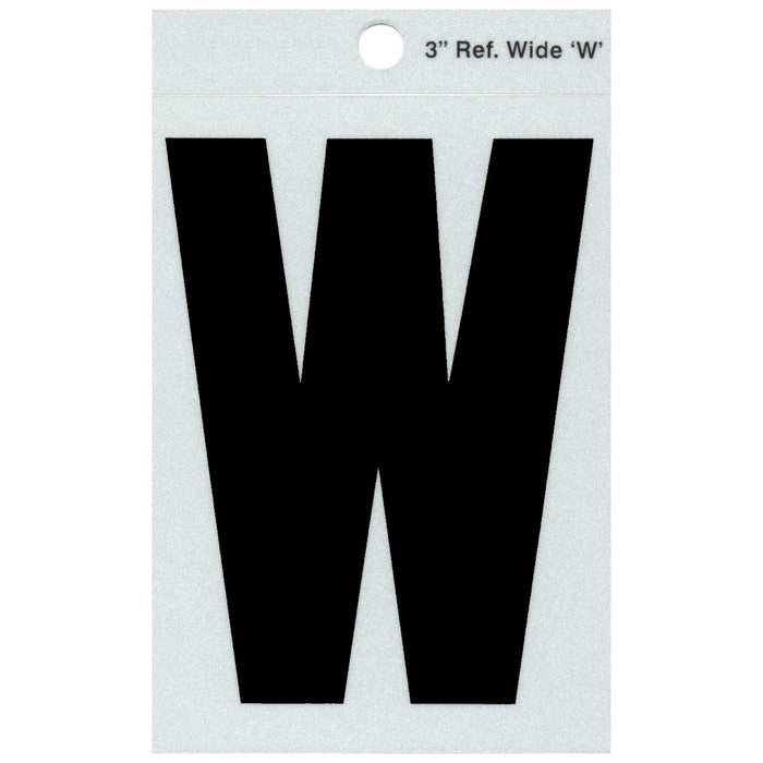 3" - W Straight Wide Black Reflective Letters