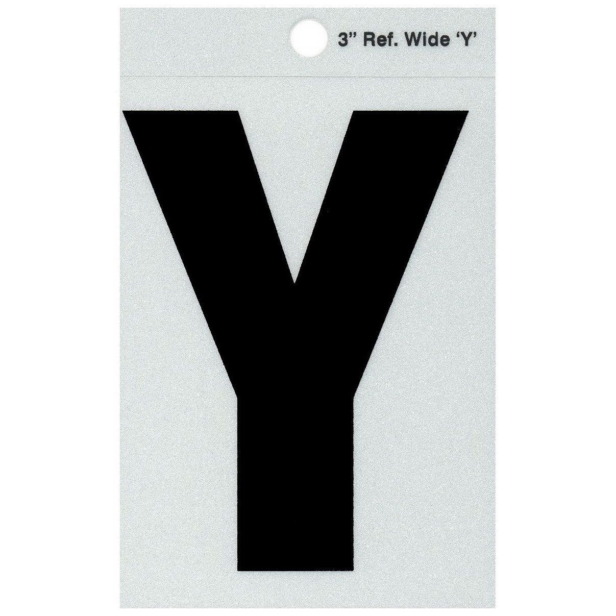 3" - Y Straight Wide Black Reflective Letters
