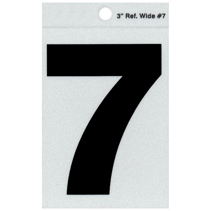 3" - 7 Straight Wide Black Reflective Numbers