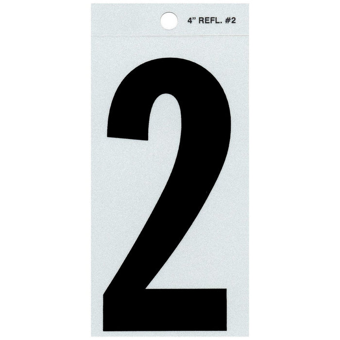 4" - 2 Straight Black Reflective Numbers