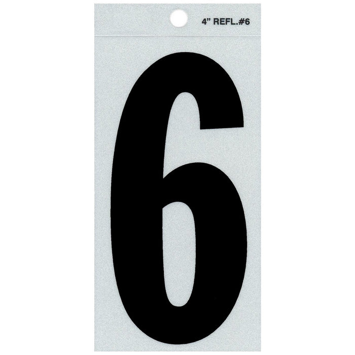 4" - 6 Straight Black Reflective Numbers