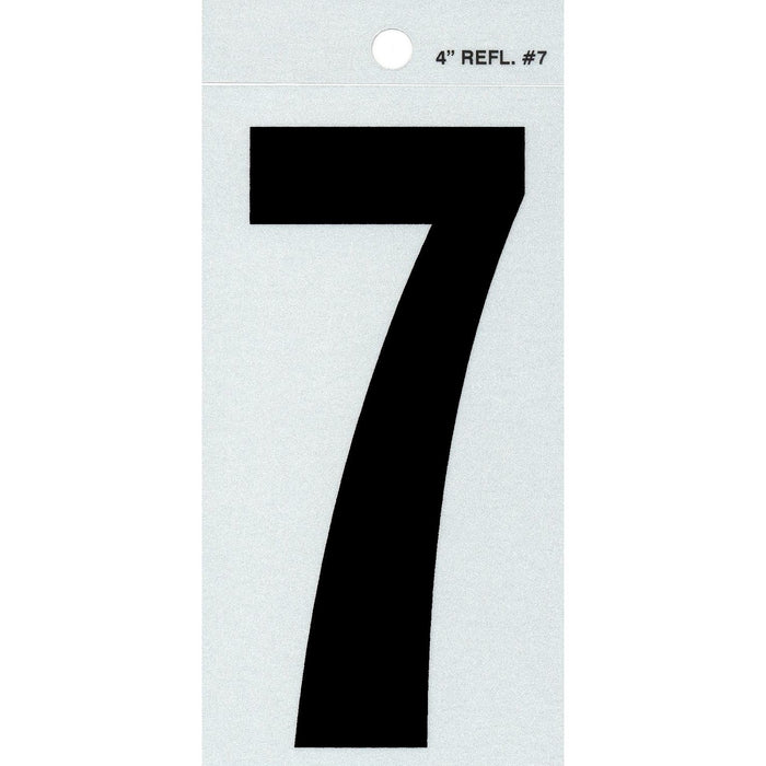 4" - 7 Straight Black Reflective Numbers