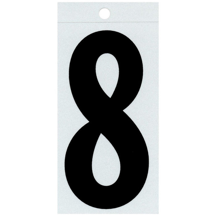 4" - 8 Straight Black Reflective Numbers