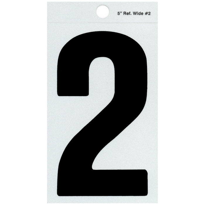 5" - 2 Straight Black Reflective Numbers