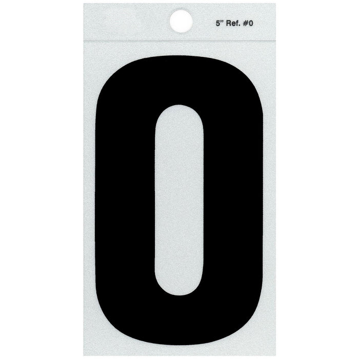 5" - 0 Straight Black Reflective Numbers