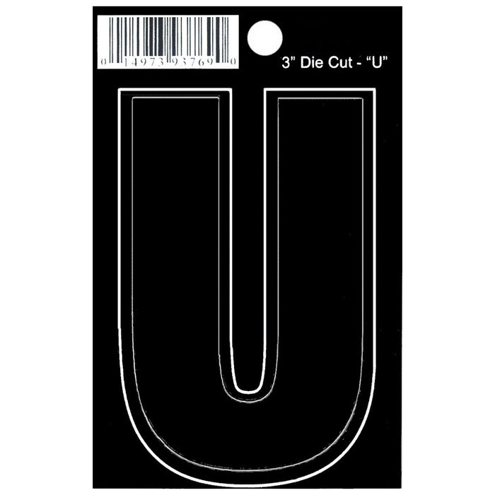 3" - U Black Die Cut Letters