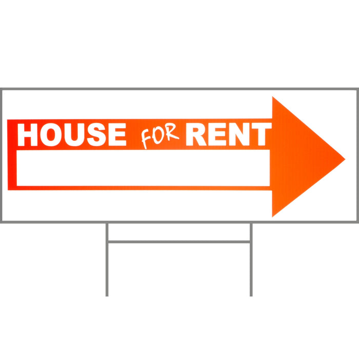 9" x 24" Plastic "House for Rent" Signs
