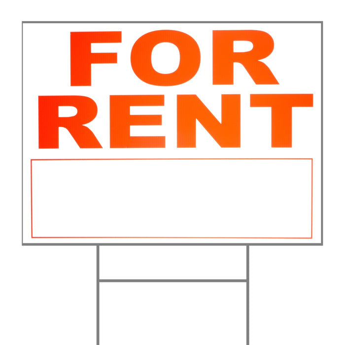 18" x 24" Plastic "For Rent" Signs