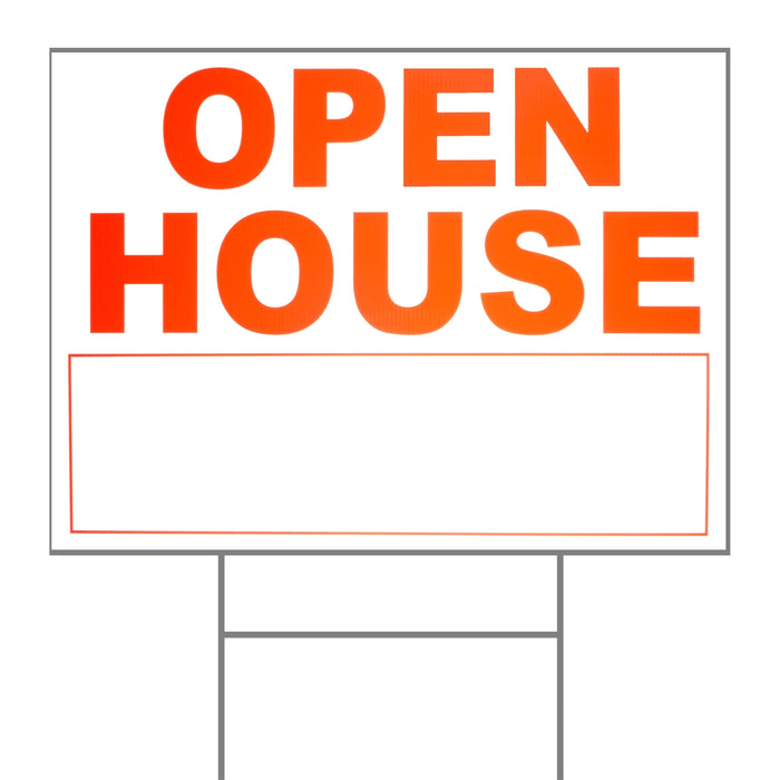 18" x 24" Plastic "Open House" Signs with H Stakes