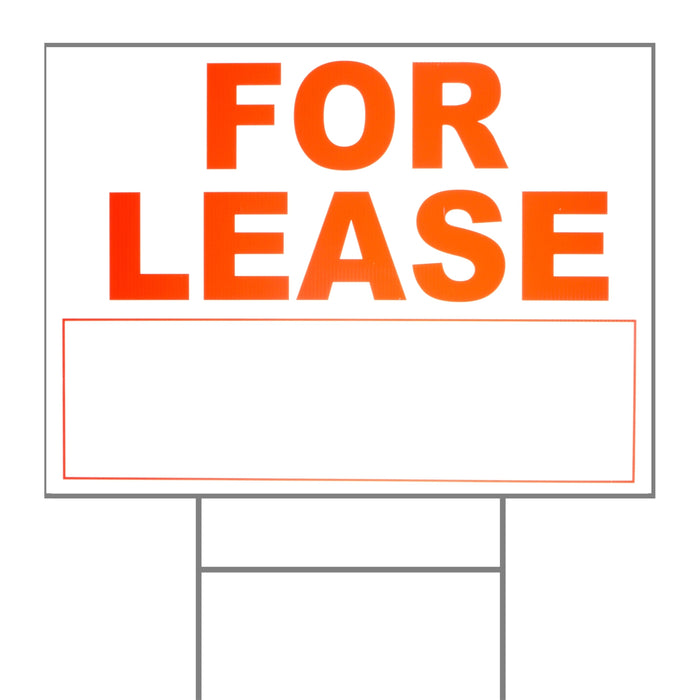18" x 24" Plastic "For Lease" Signs with H Stakes