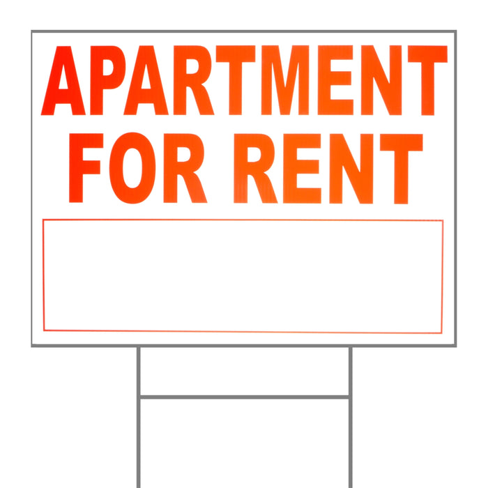 18" x 24" Plastic "Apartment for Rent" Signs with H Stakes