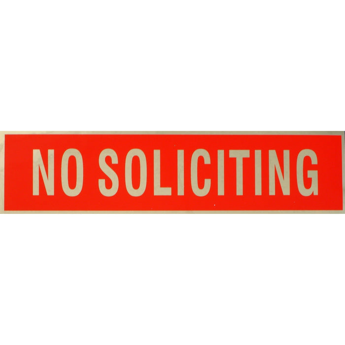 2" x 8" Mylar Plastic "No Soliciting" Peel & Stick Signs
