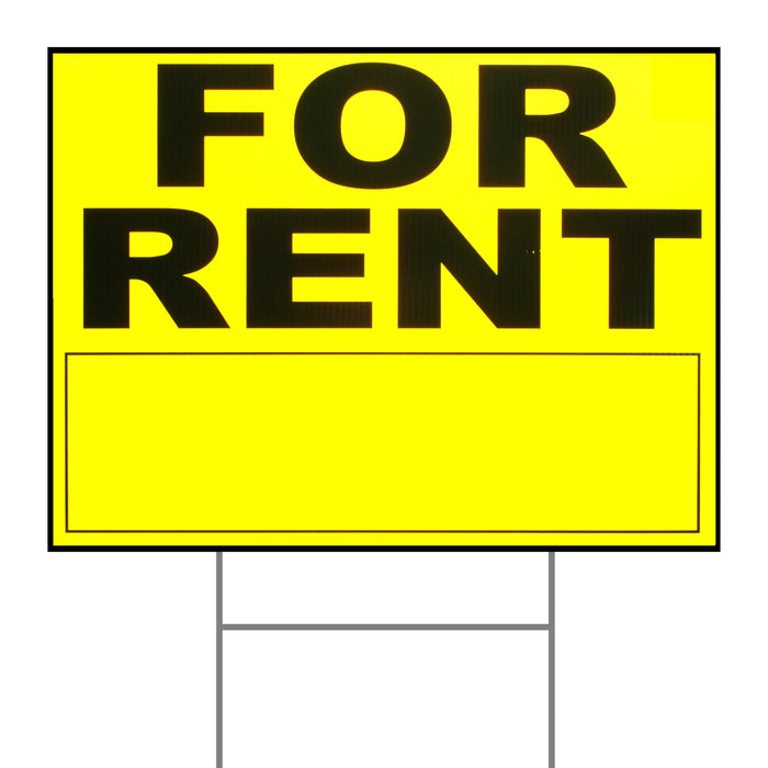18" x 24" Plastic "For Rent" Signs with H Stakes