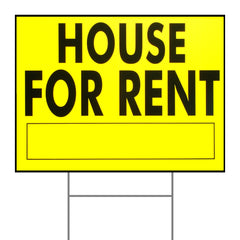 18" x 24" Plastic "House for Rent" Signs with H Stakes