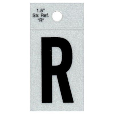 1.5" - R Straight Black Reflective Letters