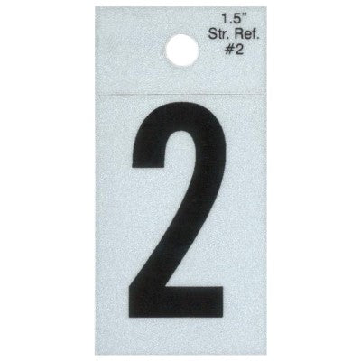 1.5" - 2 Straight Black Reflective Numbers