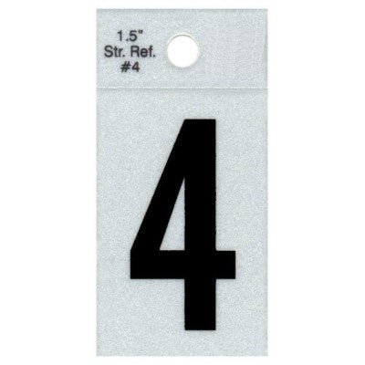 1.5" - 4 Straight Black Reflective Numbers
