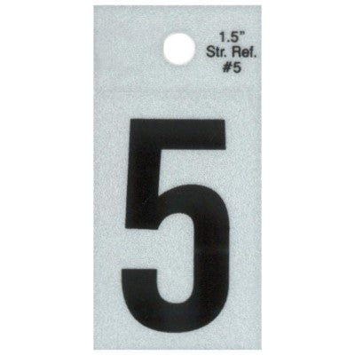 1.5" - 5 Straight Black Reflective Numbers