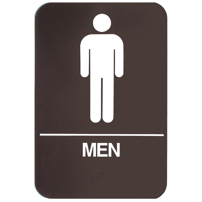 9" x 6" Brown Plastic "Men" ADA Signs