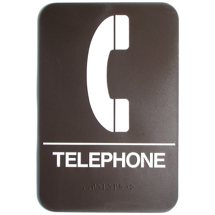 9" x 6" Brown Plastic "Telephone" ADA Signs
