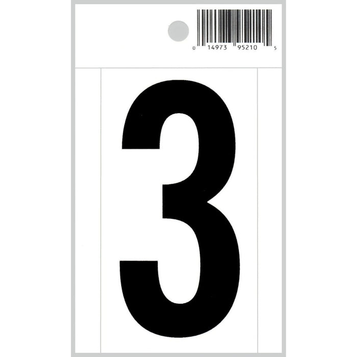 3" - 3 Straight Black On White Numbers