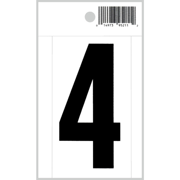 3" - 4 Straight Black On White Numbers