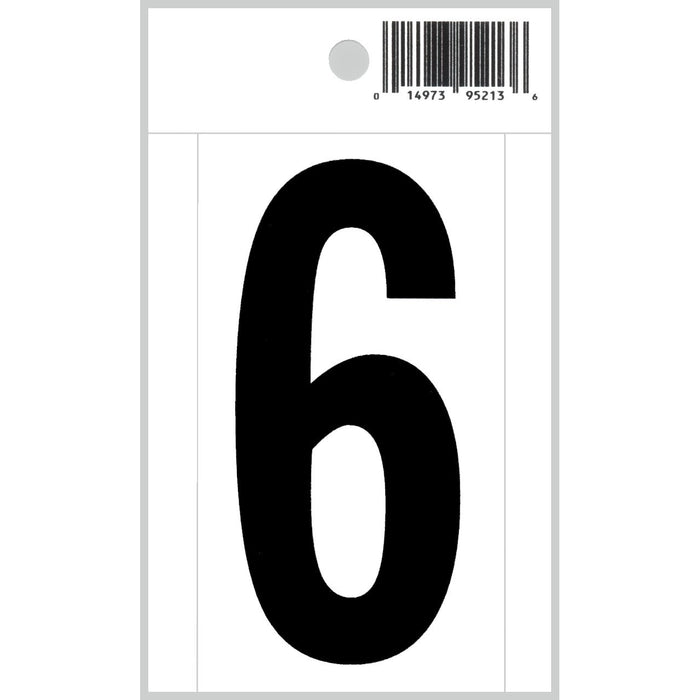 3" - 6 Straight Black On White Numbers