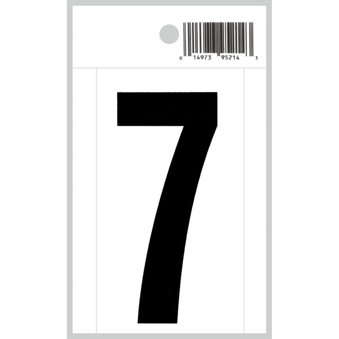 3" - 7 Straight Black On White Numbers