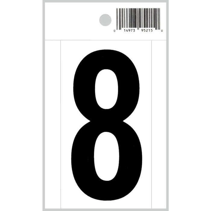 3" - 8 Straight Black On White Numbers