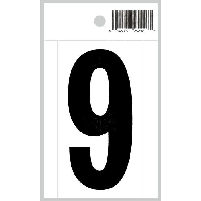 3" - 9 Straight Black On White Numbers