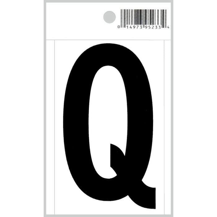 3" - Q Straight Black On White Letters