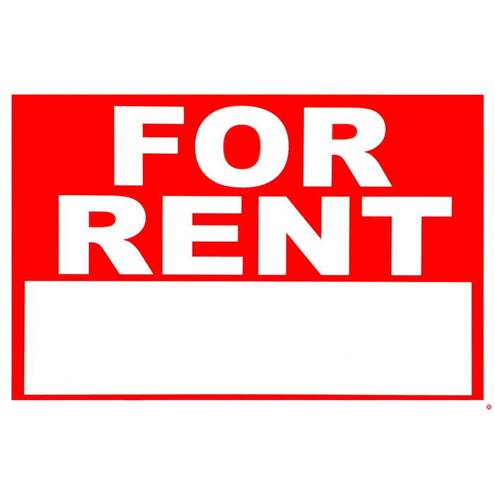 14" x 18" Styrene Plastic "For Rent" Signs