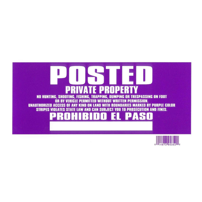 6" x 12" Plastic "Posted Private Property" Signs