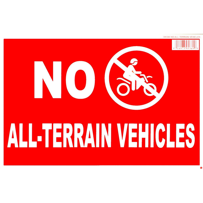 8" x 12" Styrene Plastic "No ATV" with Symbol Signs