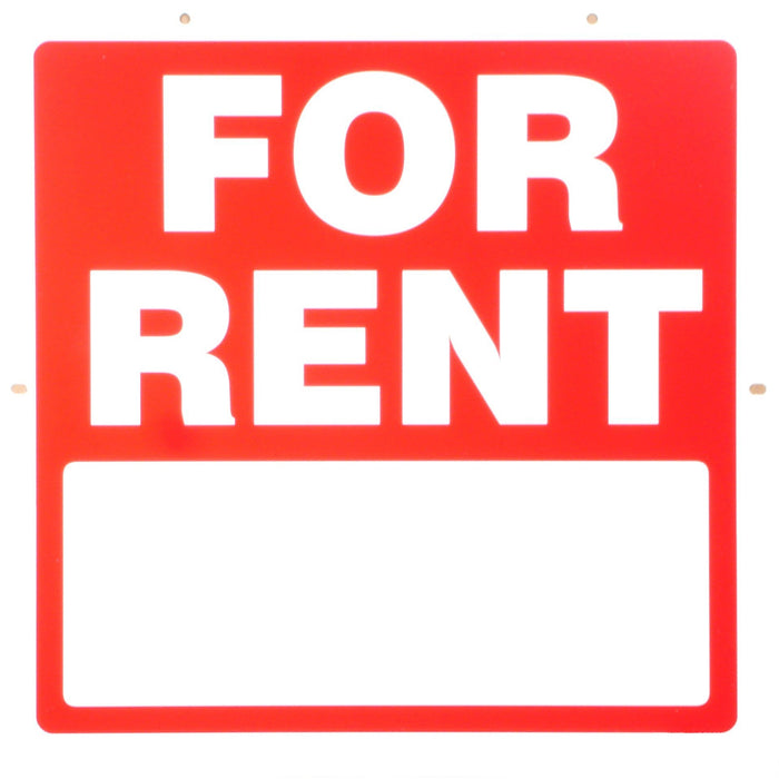 17" x 17" Styrene Plastic "For Rent" Signs