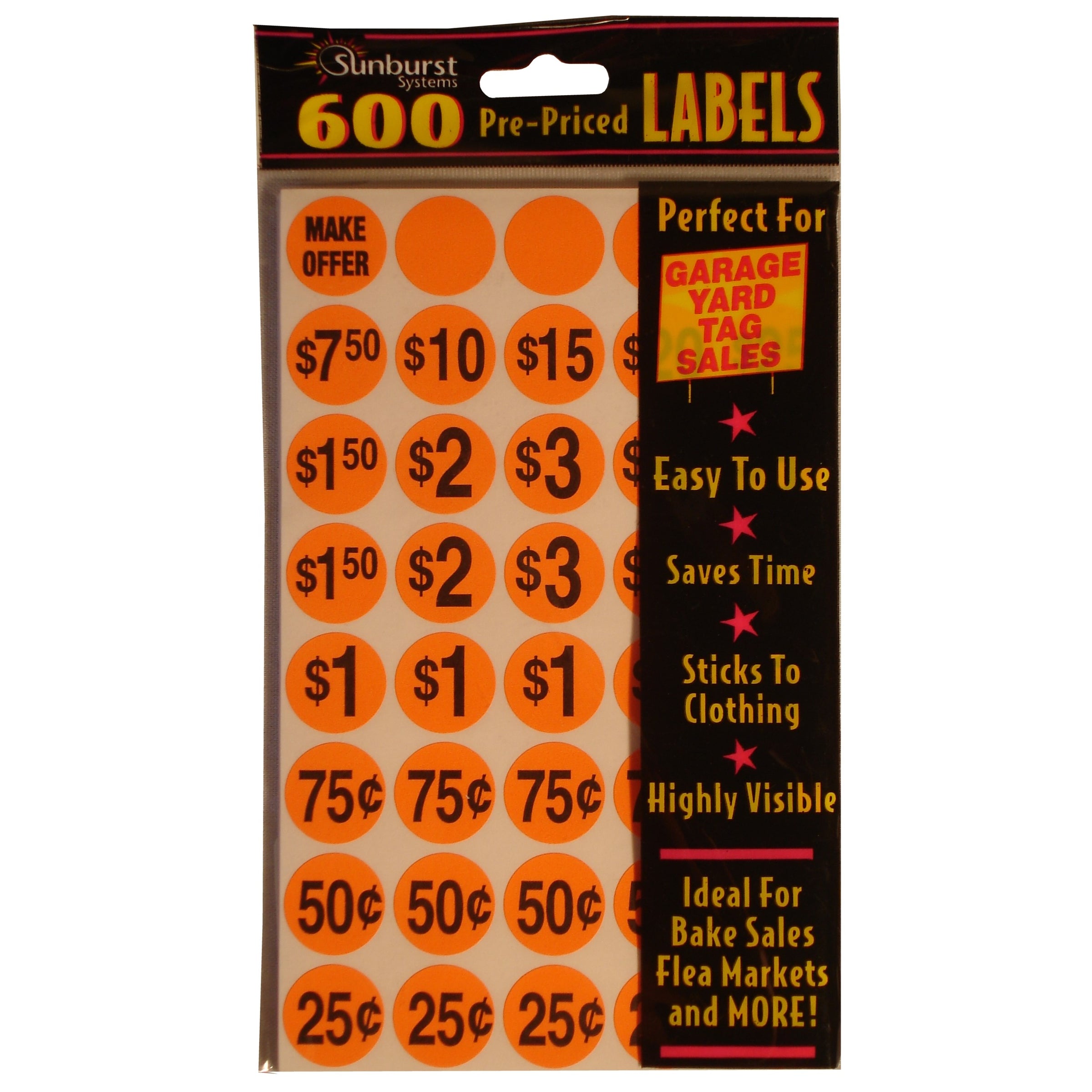 600 Orange Garage Kit Labels