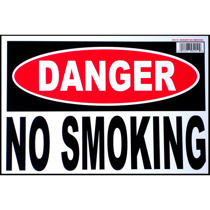 8" x 12" White Styrene Plastic "Danger No Smoking" Signs