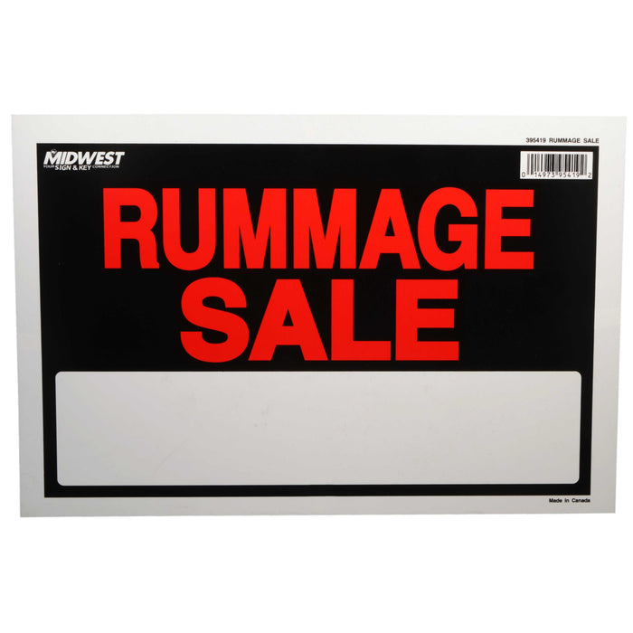 8" x 12" Red/Black Styrene Plastic "Rummage Sale" Signs